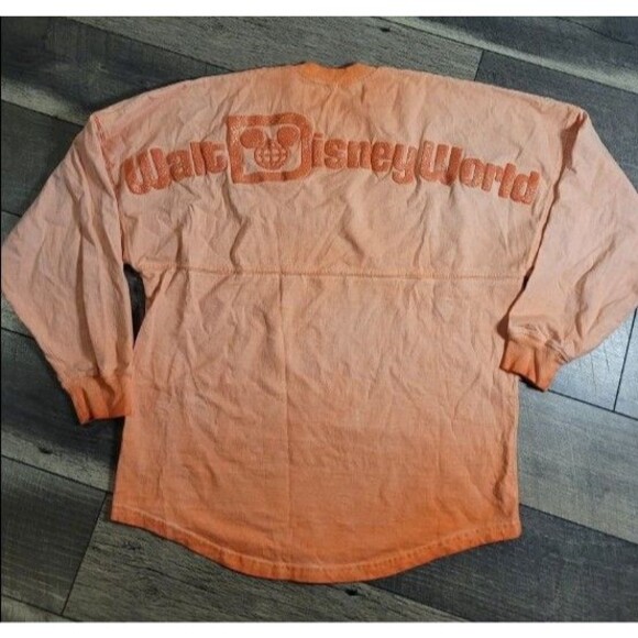 Disney Parks Walt Disney World Orange Peach Coral Ombre Glitter Spirit Jersey XS - Picture 4 of 10